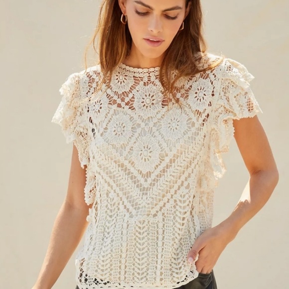 Anthropologie Tops - Anthropologie Cream Crochet Lace Blouse
